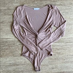 Low Cut Beige Bodysuit - small